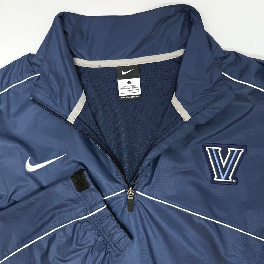 Nike Villanova Wildcats Mens Large Navy Blue Quarter Zip Windbreaker Jacket